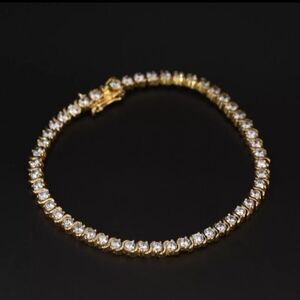 Round-Cut White CZ  Gold Tennis Bracelet